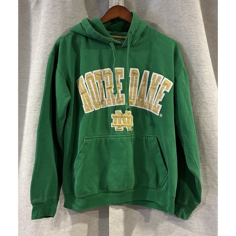 E5 Notre Dame Fighting Irish Sewn Patch Pullover Sweatshirt Hoodie Small